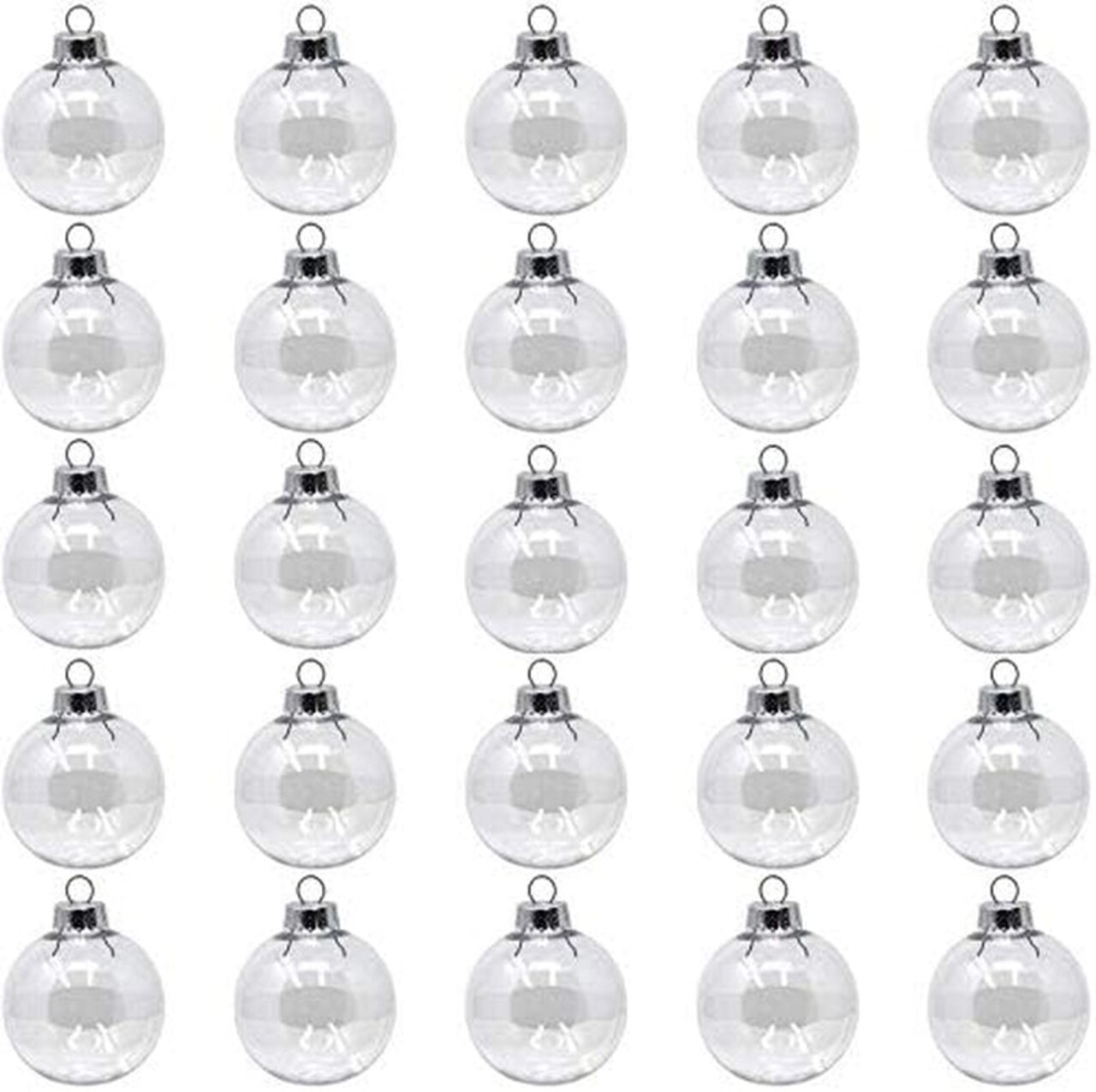 Bulk Value Pack of 25 Pcs - 67Mm (2-5/8 Inch) round Clear Plastic Ball Ornaments - Great for Crafting DIY Christmas Ornaments